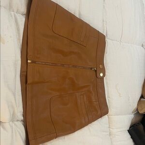 Brown leather free people skirt SZ 2